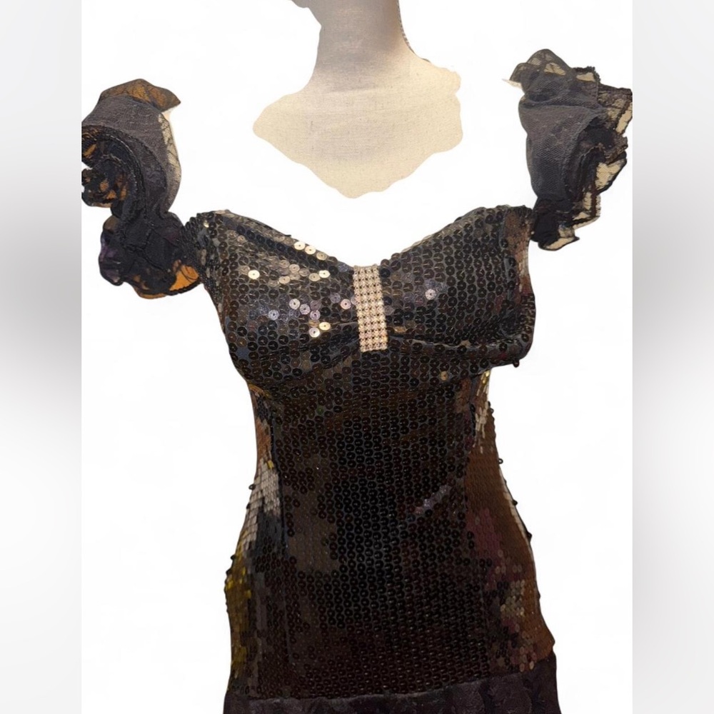 Vintage 80s Climax by Karen Okada Sequin Lace Dress